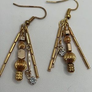 All Gold Dangle Earrings.
